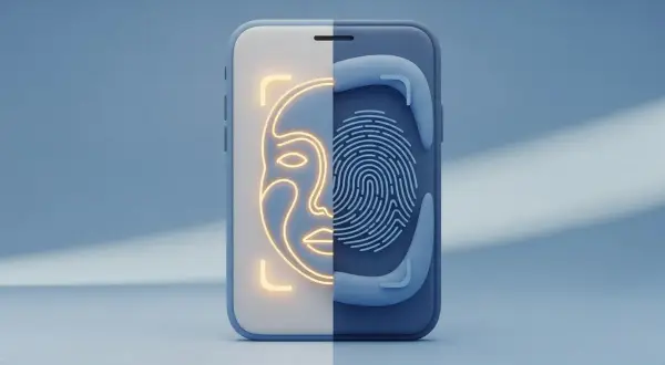 Telefon z podziałem na twarz i odcisk palca. Funkcje bezpieczeństwa, takie jak talkback, chronią Twoje dane.