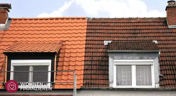 Neues Dach links, altes Dach rechts. Wann greift die Sanierungspflicht und gibt es Ausnahmen?