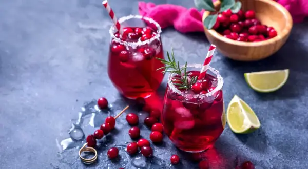 Dwa orzeźwiające drinki z żurawiną i limonką, idealne co na aperitif.