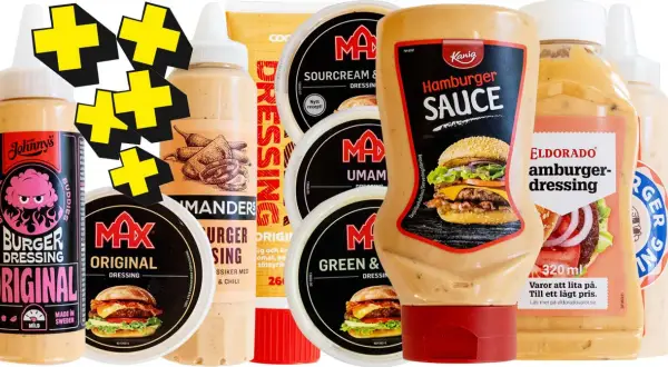En samling hamburgerdressingar och såser, inklusive Kanias Hamburger Sauce och Eldorado Hamburger Dressing. Perfekt för att hitta ditt favorithamburgerdressing recept.