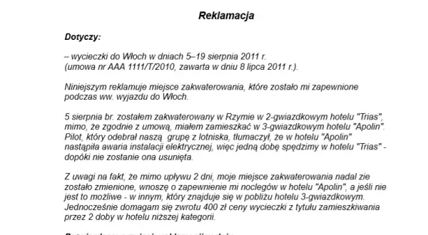 Jak napisać reklamację do biura podróży wzór - uniknij błędów w piśmie