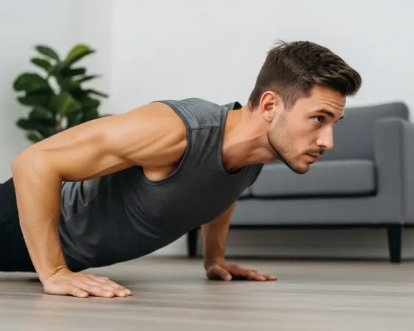 Un homme concentré fait des pompes tous les jours pour rester en forme.