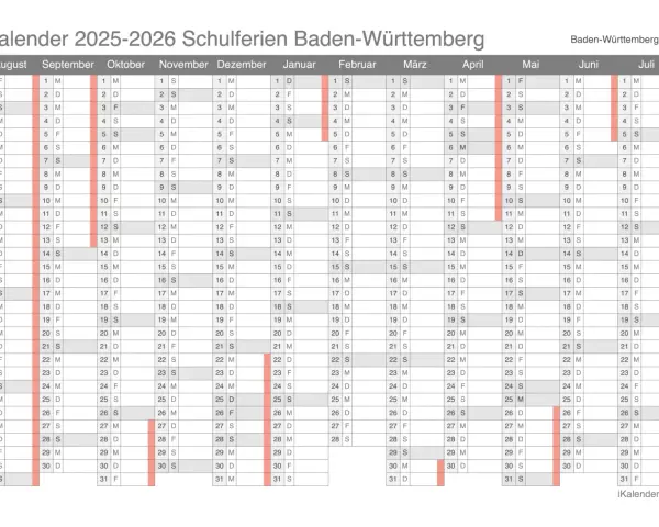 Schulferien Baden-Württemberg 2025-2026: Kalender mit Feiertagen und Ferienterminen für Ihren nächsten Urlaub.