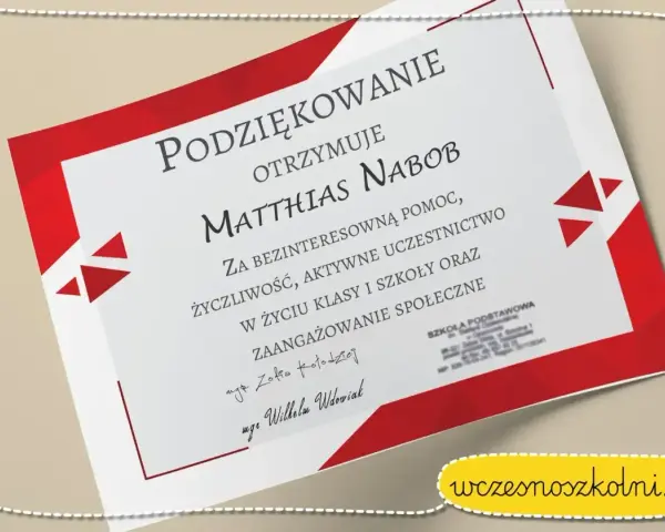 List pochwalny dla nauczyciela od rodziców wzór. Podziękowanie dla Matthiasa Nabob za pomoc, życzliwość i zaangażowanie.