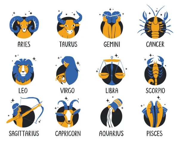 Ilustracje przedstawiają znaki wodne zodiaku: Barana, Byka, Bliźniąt, Raka, Lwa, Pannę, Wagę, Skorpiona, Strzelca, Koziorożca, Wodnika i Ryby.