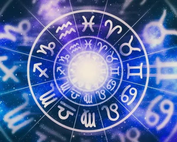 Koło zodiaku z symbolami astrologicznymi, w tym znakiem dla 14 września.