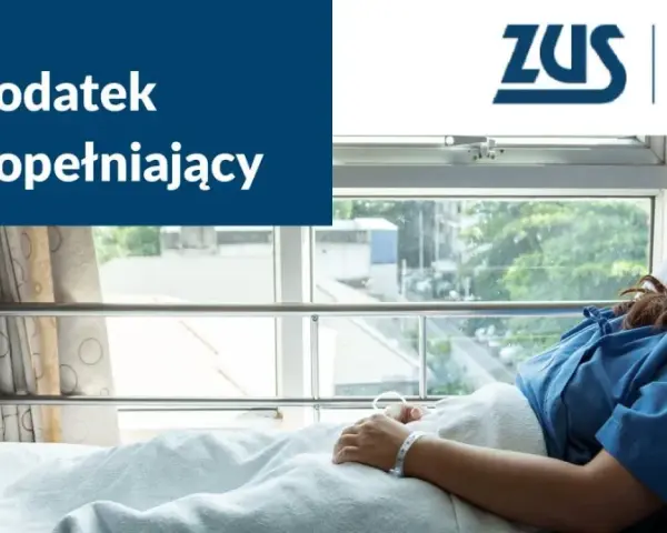 Kobieta w szpitalnym łóżku, ZUS informuje o dodatku do renty socjalnej.