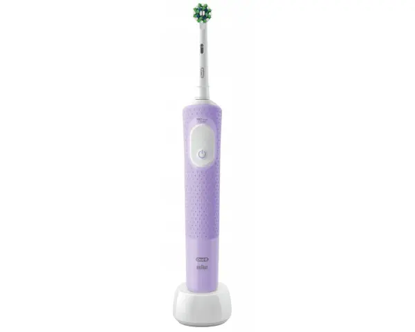 Fioletowa szczoteczka elektryczna Oral-B Pro Vitality z ładowarką. Zapewnia energię i witalność dla Twojego uśmiechu.