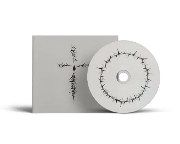 Płyta CD z koroną cierniową i krzyżem, symbolizująca najpopularniejsze pieśni wielkopostne.