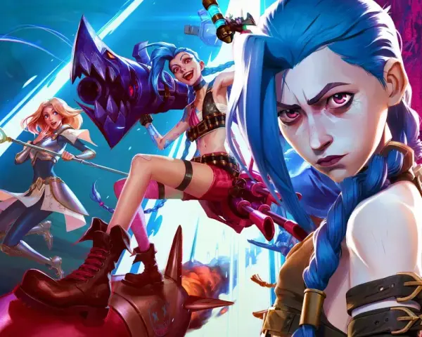 Jinx i Lux z League of Legends, gotowe do walki na PS5.