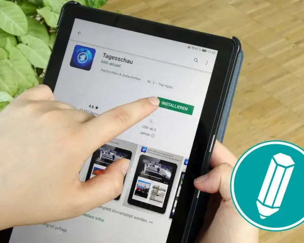 Finger tippt auf "Installieren"-Button einer App auf einem Tablet.