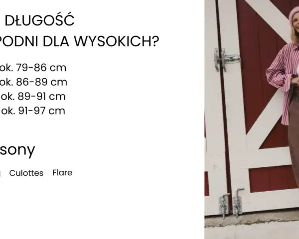 Uśmiechnięta kobieta w różowej czapce i koszuli w paski, stojąca przed czerwoną stodołą.