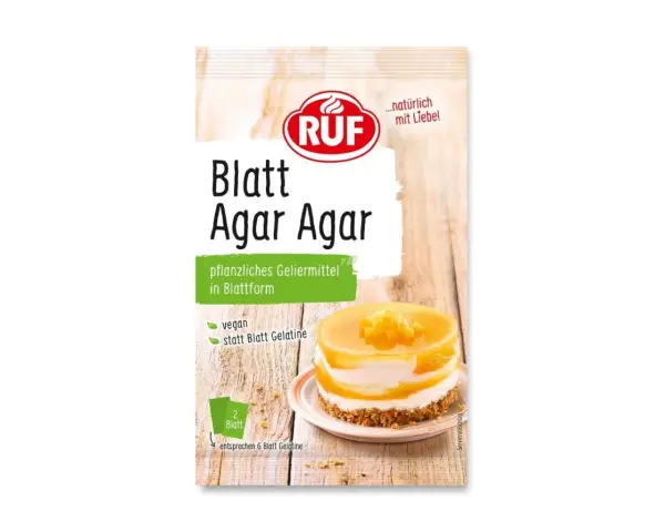RUF Blatt Agar Agar: eine vegane Alternative zu Blatt Gelatine für köstliche Desserts.