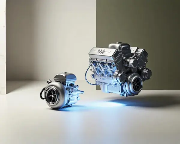 Silnik V8 i turbosprężarka. Downgrading co to? Mniejszy rozmiar, większa moc.