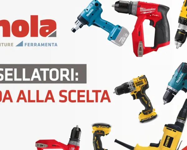 Vari trapani e tassellatori DeWalt, Makita e Milwaukee. Guida alla scelta per capire la differenza tra trapano e tassellatore.