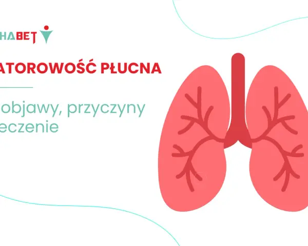 Zatorowość płucna: objawy, przyczyny i leczenie. Grafika przedstawia stylizowane płuca.