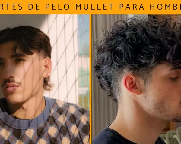 Dos hombres con distintos tipos de mullet: uno liso y con patillas, otro rizado y rapado.