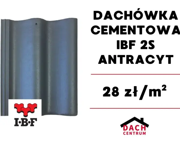 Dachówka betonowa IBF 2S antracyt. Atrakcyjna dachówka betonowa cena za m2: 28 zł. Idealna na Twój dach.