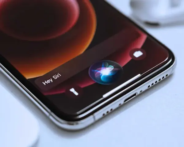 En iPhone visar "Hey Siri" och Siri-ikonen, redo att aktivera röstassistenten.