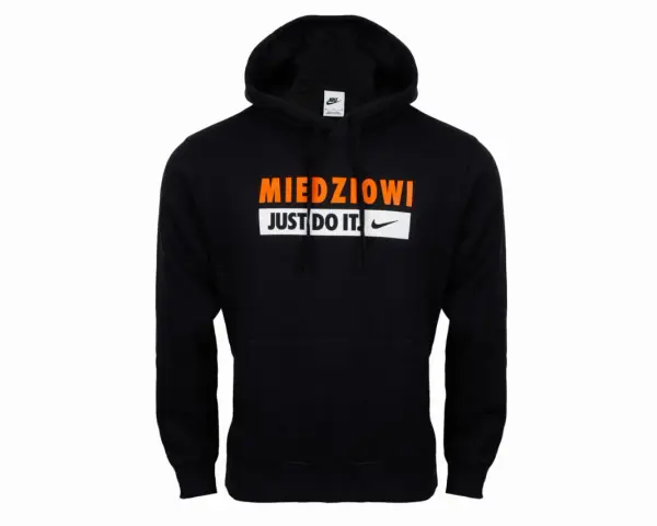 Czarna bluza z kapturem Nike z napisem "MIEDZIOWI JUST DO IT.