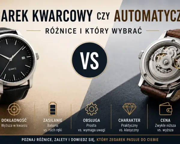Zegarek kwarcowy vs. mechanizm automatyczny. Porównanie cech, zalet i wad, by wybrać idealny czasomierz.