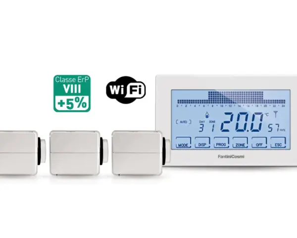 Termostato Wi-Fi Classe ErP VIII, con tre valvole termostatiche. Un dispositivo di termoregolazione evoluto per il comfort domestico.