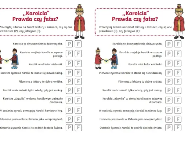 Test z lektury "Karolcia": Prawda czy fałsz? Sprawdź swoją wiedzę o przygodach Karolci i jej magicznym koraliku.