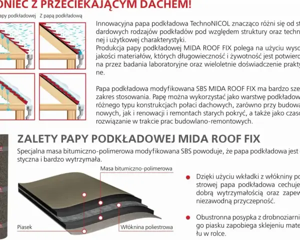 Papa podkładowa modyfikowana SBS MIDA ROOF FIX to elastyczne i wytrzymałe rozwiązanie dachowe.