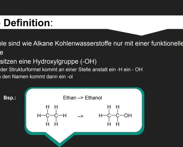 Wie wird Alkohol hergestellt? Alkohole sind Kohlenwasserstoffe mit einer Hydroxylgruppe (-OH). Das Beispiel zeigt Ethan wird zu Ethanol.