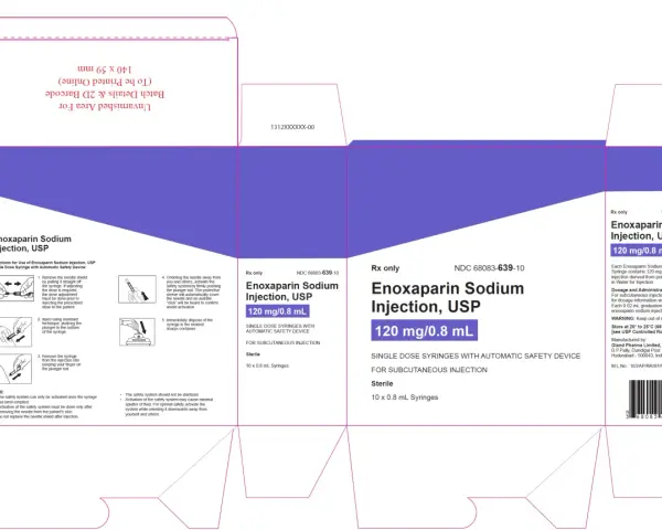 Verpackung von Enoxaparin-Natrium-Injektionen mit Anweisungen zur Selbstinjektion.