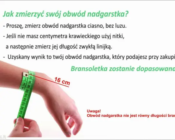 Dłoń z miarką krawiecką pokazuje obwód nadgarstka 16 cm. Jaki zegarek wybrać, by pasował?