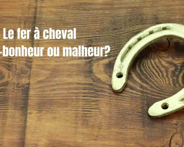 Un fer à cheval à l'envers, symbole de chance ou de malchance, repose sur un fond en bois.