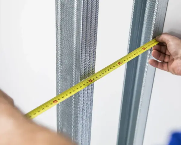 Mierzenie odległości między profilami do ścianki działowej. Precyzyjne wymiary to klucz do sukcesu.