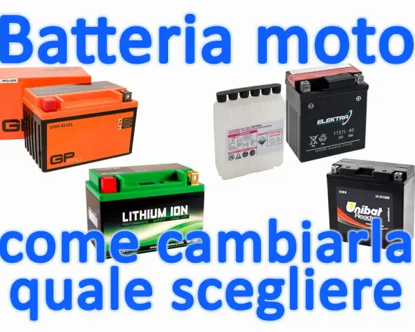 Diverse batterie per moto, incluse quelle senza manutenzione che si possono ricaricare, pronte per essere cambiate o scelte.
