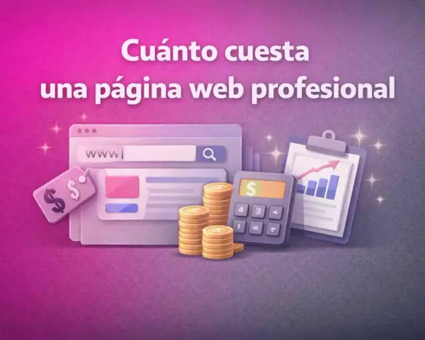 Calculadora, monedas y gráfico de barras junto a una ventana de navegador. Averigua cuánto cuesta crear una página web profesional.