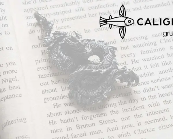 Un dragón plateado sobre un libro abierto, ideal para inspirar nombres para personajes de libros.