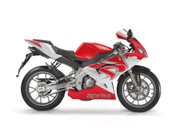 Sportowy motocykl Aprilia RS 50 w czerwono-białej kolorystyce. Poznaj jego aprilia rs 50 dane techniczne.