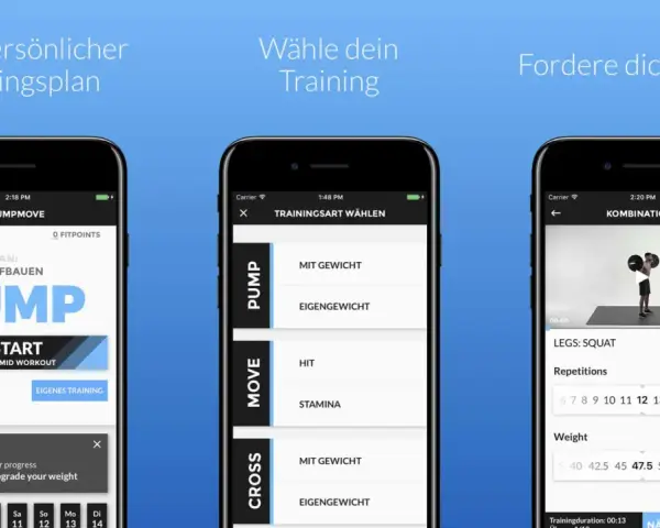 Fitness-App mit Trainingsplänen und Übungsauswahl. Für eine gute app store optimization sind solche Screenshots wichtig.