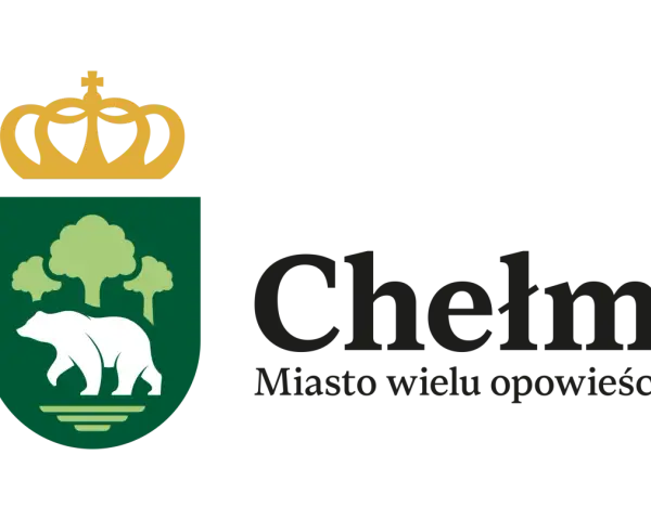 Herb Chełma z koroną i niedźwiedziem, nawiązujący do legendy o Chełmie. Miasto wielu opowieści.