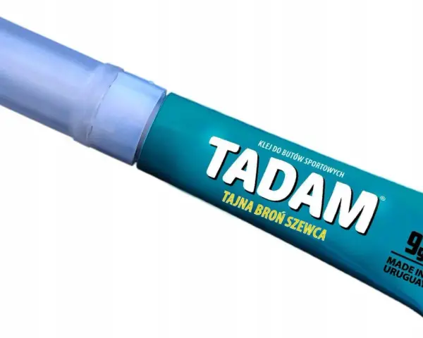 TADAM – jaki klej do butów? Ten turkusowy klej do butów sportowych, "tajna broń szewca", naprawi wszystko. Made in Uruguay, 9g.