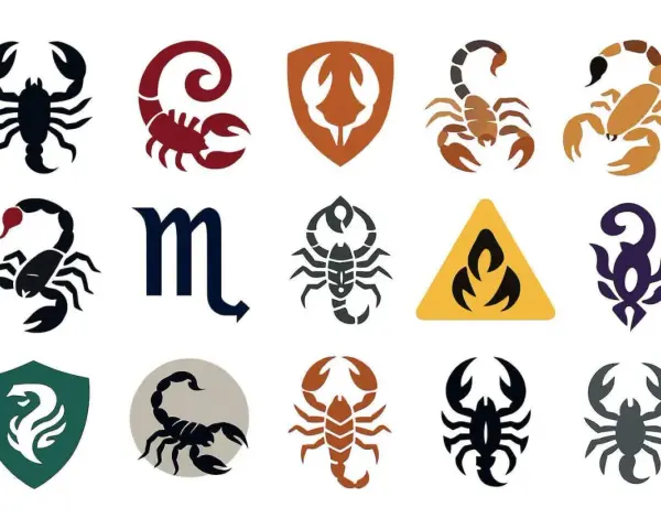 Kolekcja symboli skorpionów i znaku zodiaku Skorpiona, idealna dla osób urodzonych 28 października.