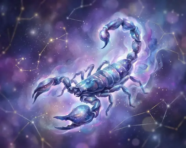 Skorpion w kosmicznej poświacie, otoczony konstelacjami. Czy to dowód, dlaczego skorpion to najważniejszy znak zodiaku?