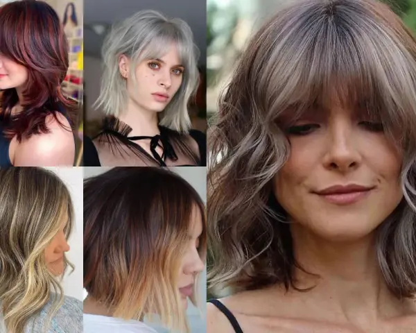 Cinque idee per tagli capelli medi scalati e sfilati mossi: dal castano ramato al biondo cenere, con ciocche chiare o sfumature ombré.