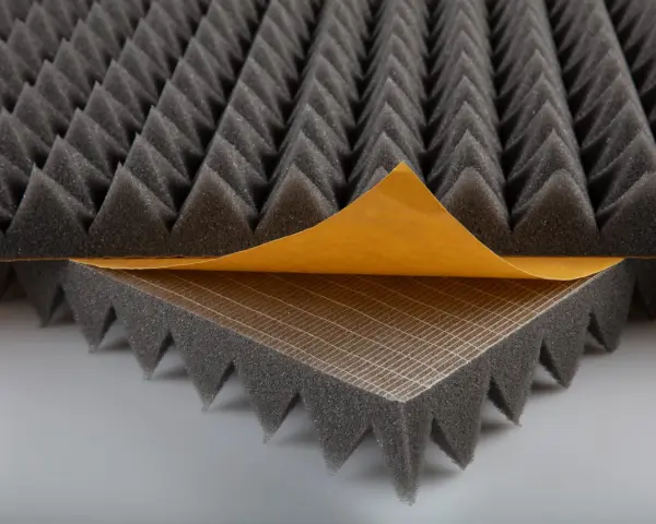 Acoustic foam with a peel-and-stick backing, perfect for learning how to soundproof a room.