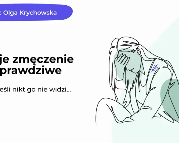 Twoje zmęczenie jest prawdziwe, nawet jeśli nikt go nie widzi. Ilustracja przedstawia osobę zmagającą się z zespołem przewlekłego zmęczenia.