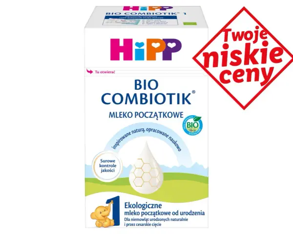 Szukasz odpowiedzi na pytanie: jakie mleko dla noworodka? Opakowanie HiPP BIO Combiotik 1, ekologiczne mleko początkowe.