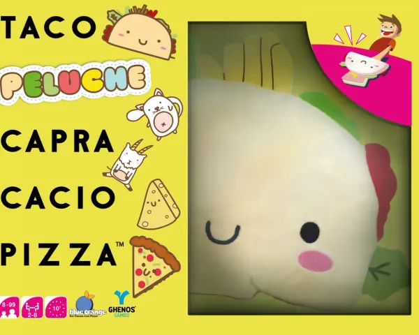 Taco, capra, cacio e pizza: le regole del gioco Peluche sono divertenti! Un peluche a forma di taco sorride.