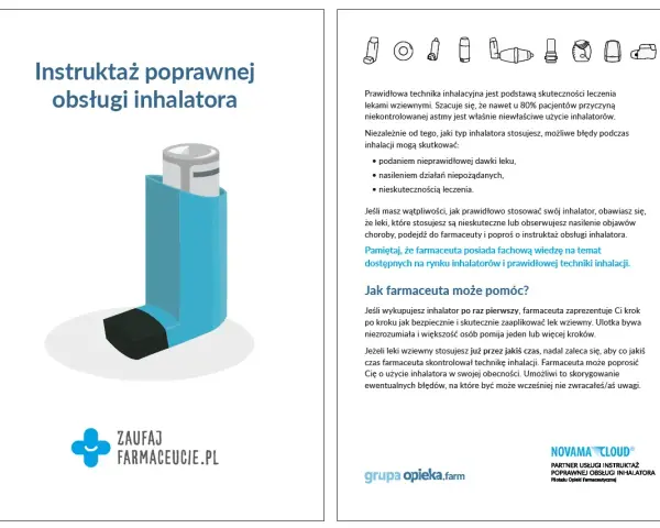 Instrukcja obsługi inhalatora, kluczowa dla skuteczności leków, np. digoksyny. Poprawna technika zapobiega błędom i zapewnia właściwe działanie.