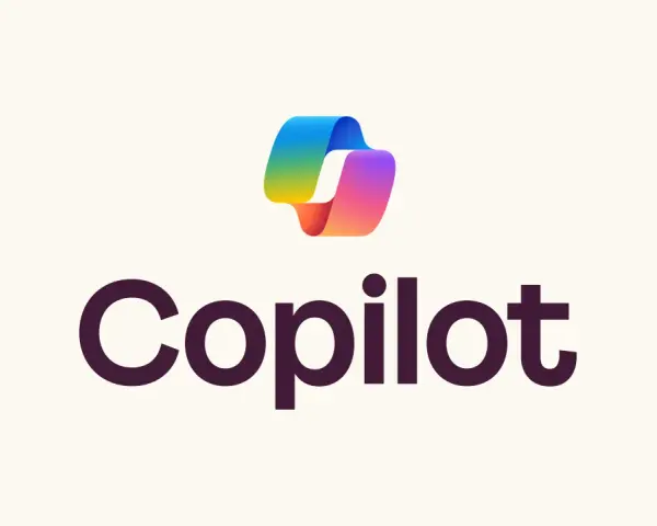 Logo Copilot: tęczowa wstążka i nazwa marki.