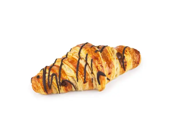 Złocisty croissant z czekoladą, idealny na śniadanie. Sprawdź jego croissant z czekoladą kcal.